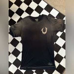 Men’s True Religion Jeans T-shirt XL brown black faded washed